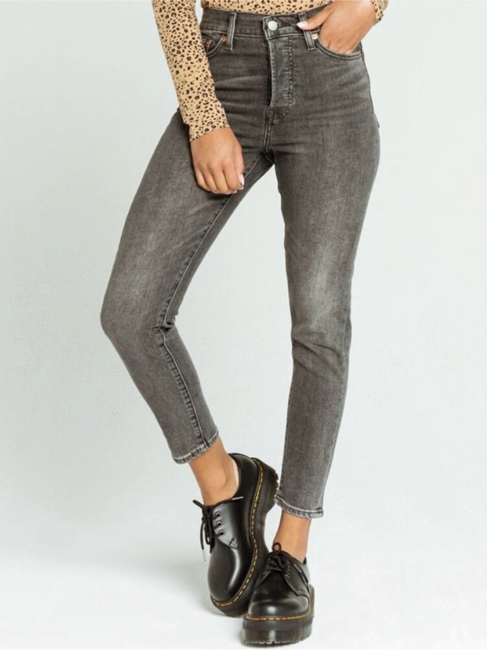 Levi's Wedgie Skinny High Rise Jeans Washed gray Black 26 classic comfy denim